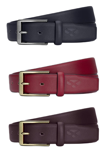 ﻿Hoggs of Fife Feather Edge Leather 35mm Belt in Black, Tan and Dark Brown