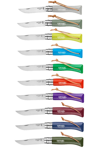 Opinel Colorama Trekking Knife in Cloud, Sage, Anise, Cyan Blue, Green, Orange, Violet, Burgundy, Dark Blue, Khaki