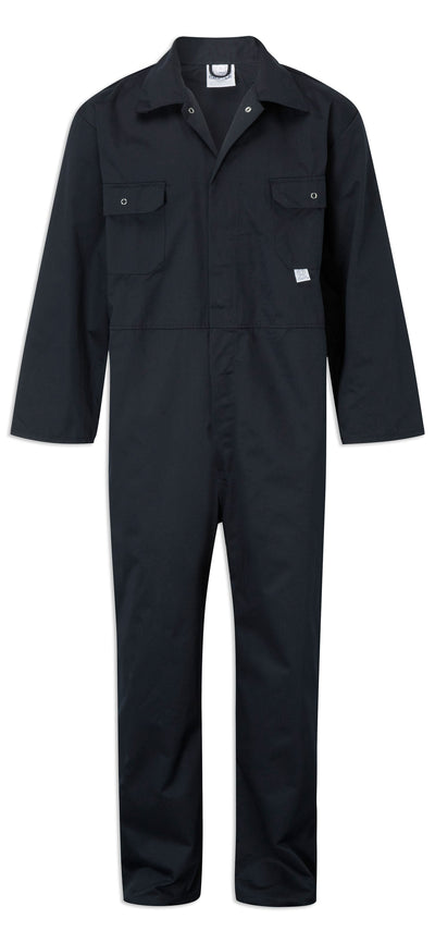 Navy Blue Fort Polycotton Stud Fastening Overalls by Castle