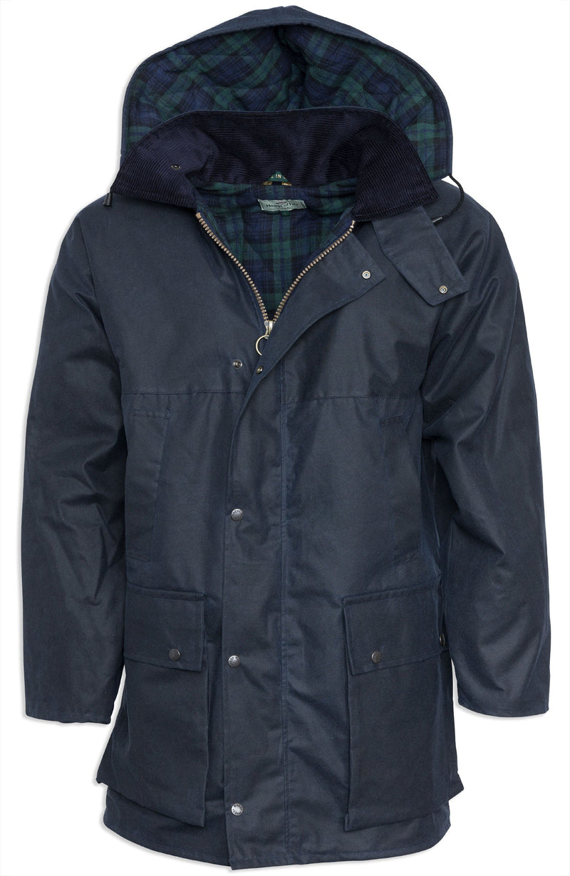 blue navy Padded Wax Cotton Jacket by Hoggs of Fife