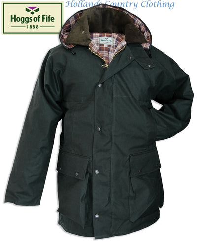 The Hoggs of Fife Padded Waxed Jacket in olive green