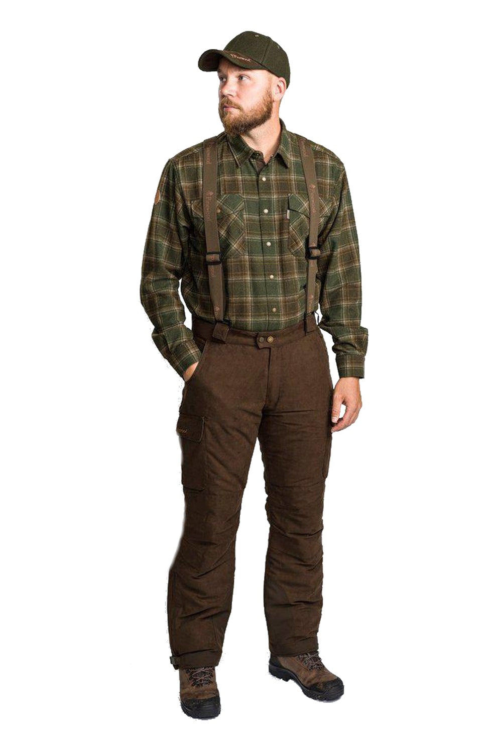 Suede Brown Coloured Pinewood Mens Smaland Abisko 2.0 Hunting Trousers on white background 