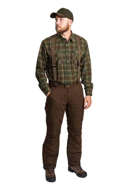 Suede Brown Coloured Pinewood Mens Smaland Abisko 2.0 Hunting Trousers on white background 