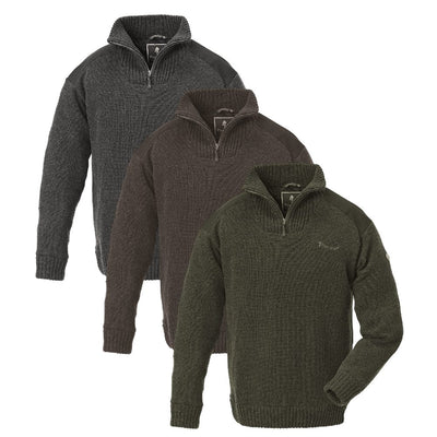 Pinewood Mens Hurricane Sweater in Dark Green Melange, Brown Melange, Dark Grey Melange