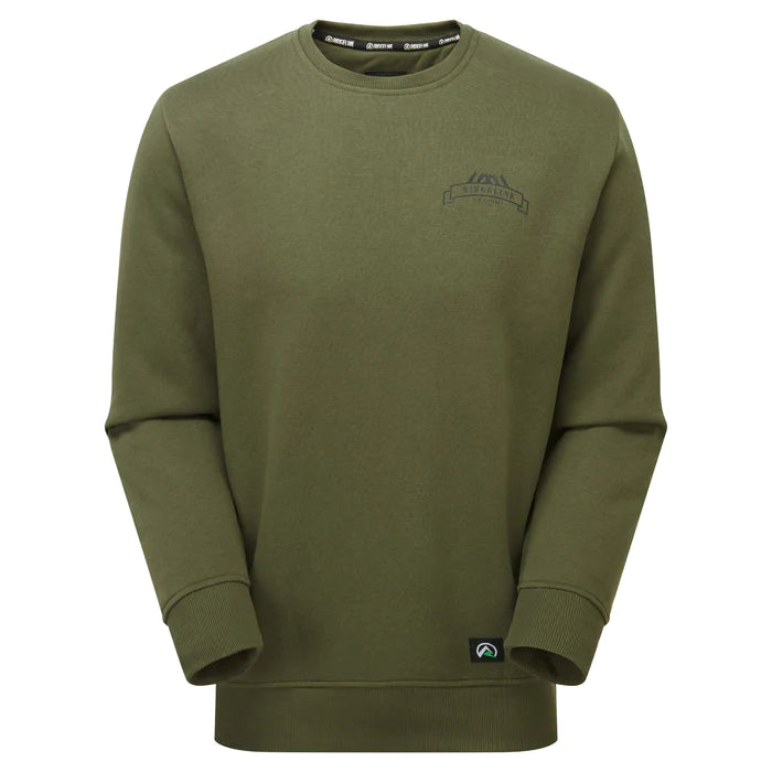 Ridgeline Elements Recycled Crew Neck Jumper in Field Olive