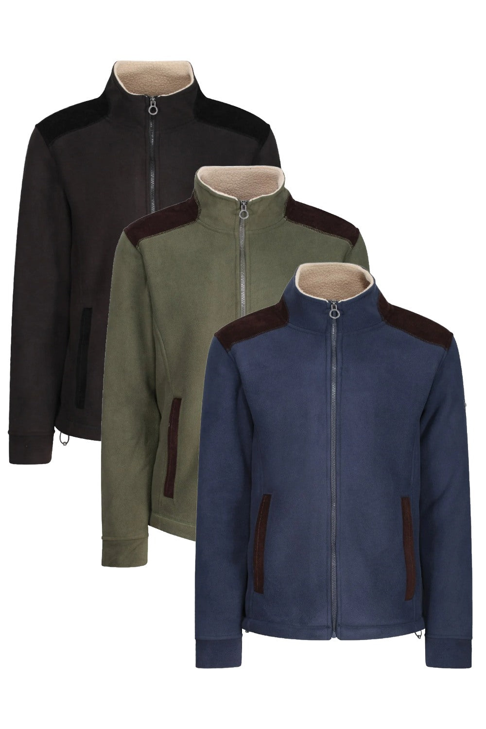 Regatta Faversham Full Zip Fleece in Navy, Black, Dark Khaki