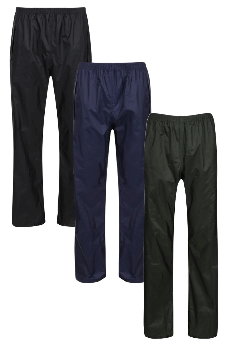 Regatta Pro Packaway Breathable Overtrousers in Black, Laurel and Navy