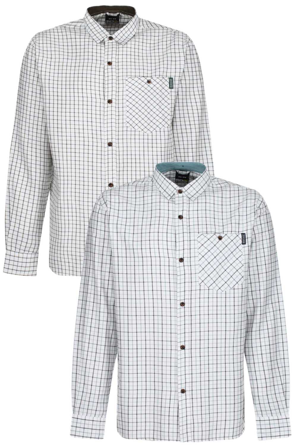 Regatta Tattersall Check Shirt in Green Check and Blue Check