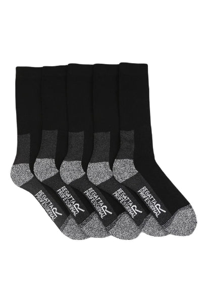 Regatta Pro Five Pack Work Socks in Black 