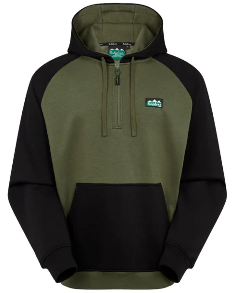 Field Olive coloured Ridgeline Kindred Hoodie on white background 