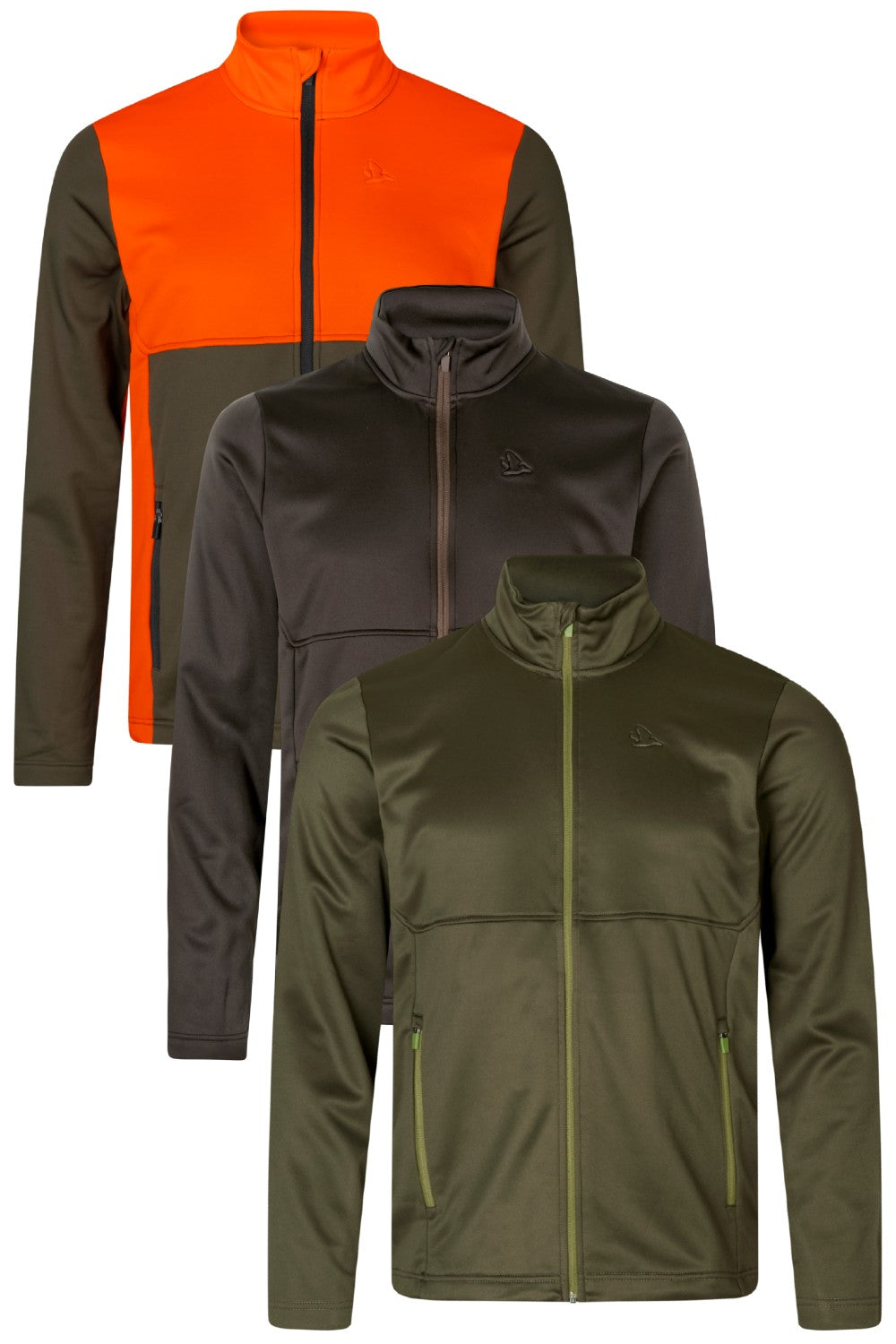 Seeland Mens Elliot Fleece in Pine Green/Hi-Vis Orange, Dark Brown and Pine Green