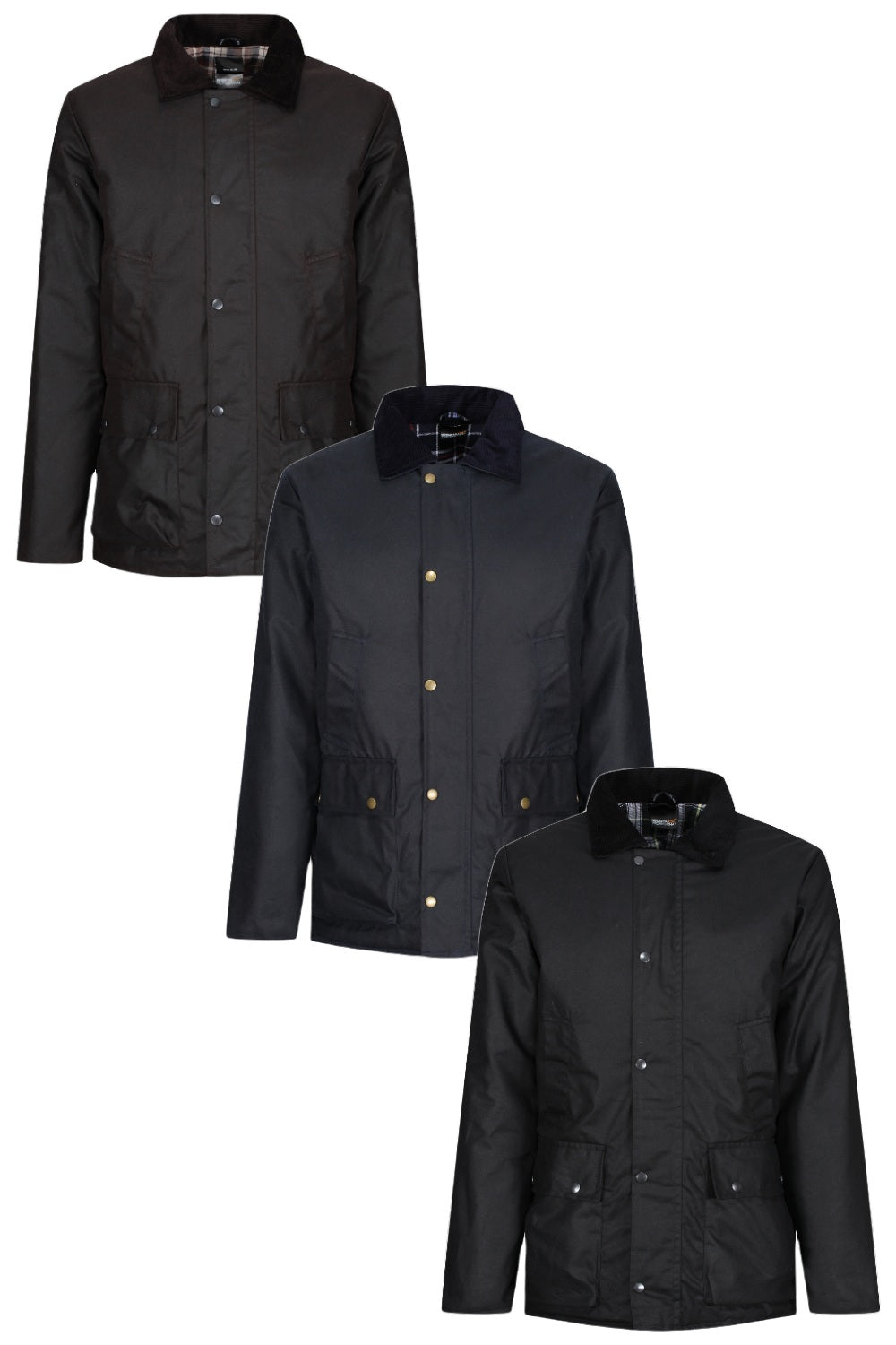 Regatta Pensford Insulated Wax Jacket in Black, Navy and Dark Khaki