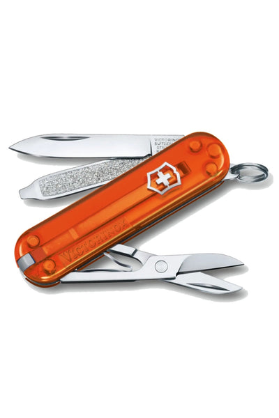 Victorinox Classic SD Transparent Swiss Army Small Pocket Knife in Fire Opal
