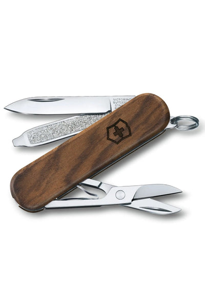 Victorinox Classic SD Wood Swiss Army Small Pocket Knife in Walnut Wood
