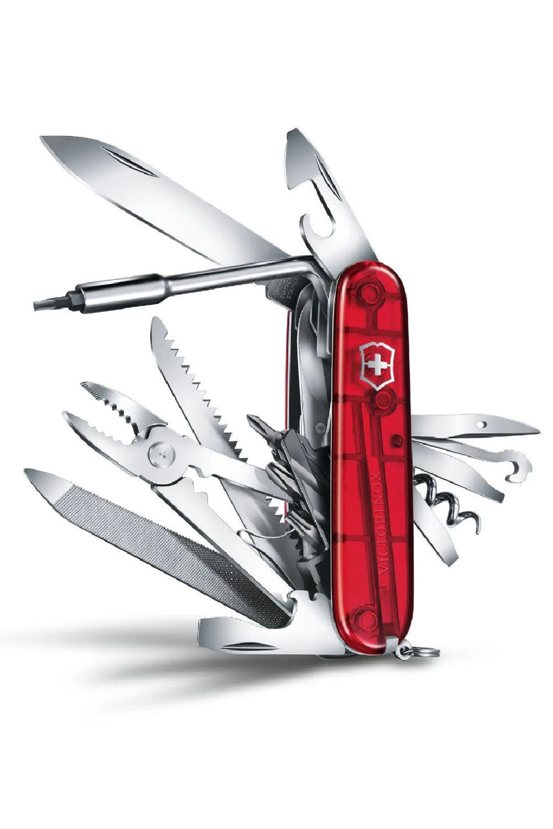 Victorinox Cyber Tool L Swiss Army Medium Pocket Knife with 39 Functions in Red Transparent