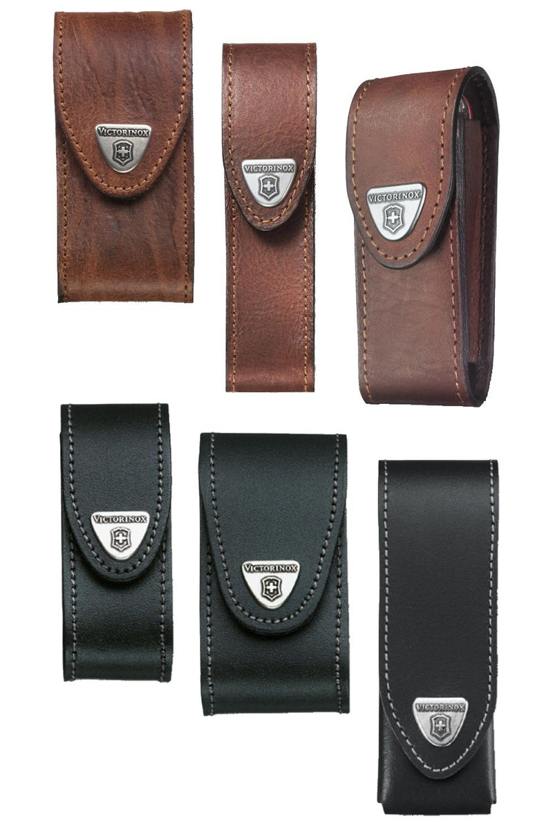 Victorinox Leather Belt Pouch with Hook-and-loop Fastener in Black, Brown (Small/Medium/Large)