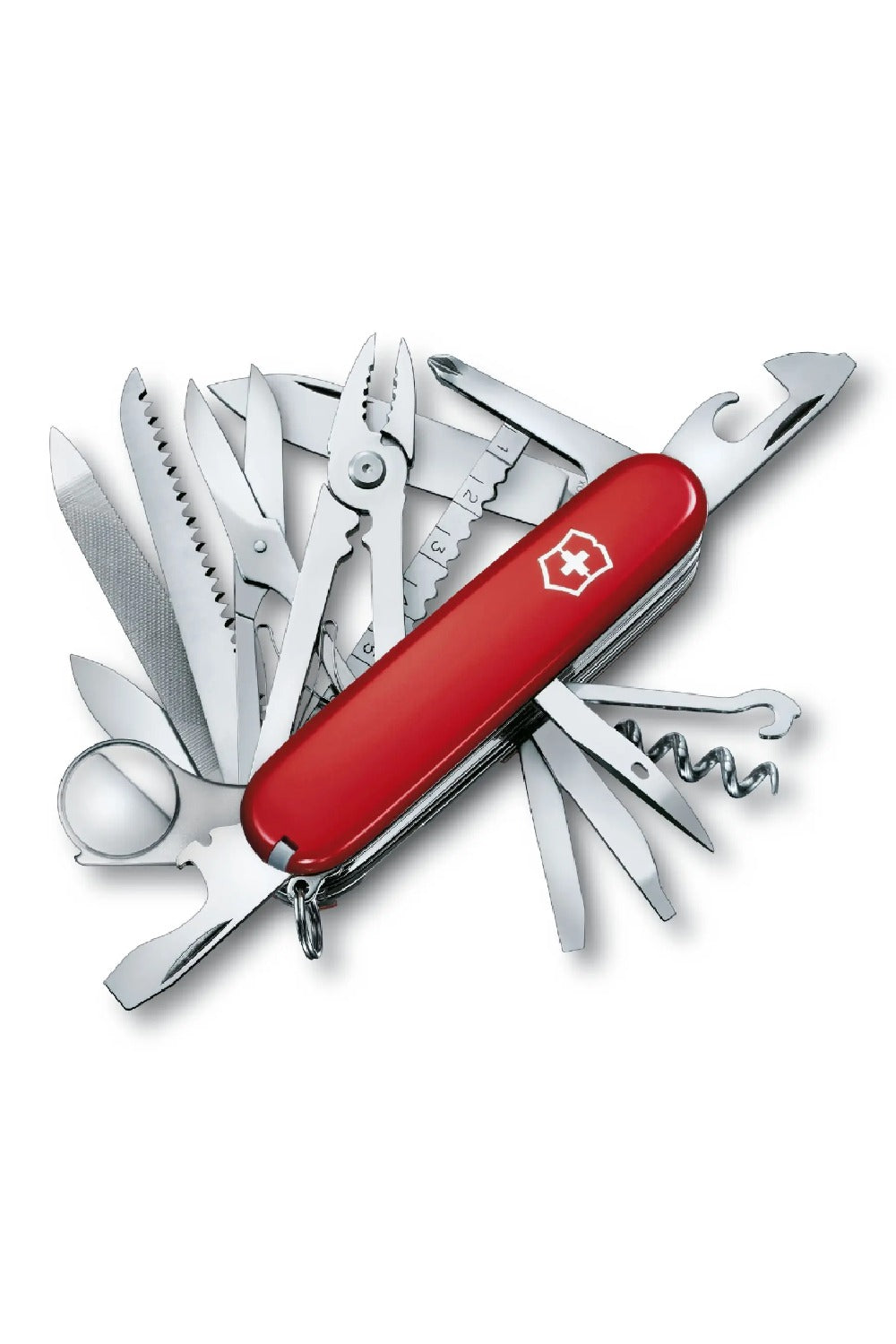 Victorinox Swiss Champ Swiss Army Medium Pocket Knife with 33 Functions in Red