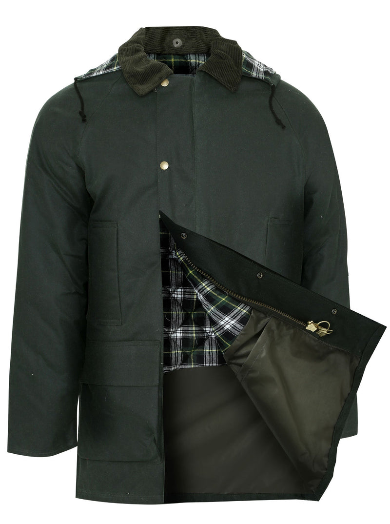Howick in Olive Green opens from the bottom to reveal the attractive tartan lining