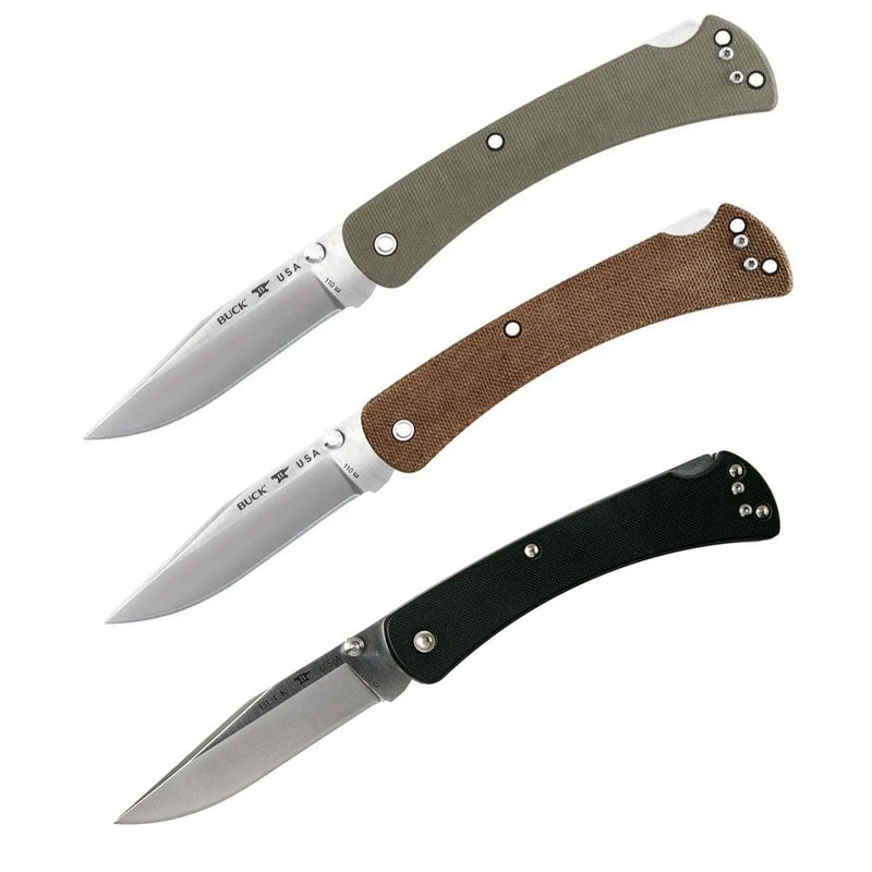 Buck 110 Folding Hunter Slim Pro Knife | Green, Brown, Black