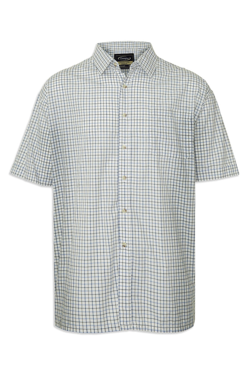 in blue check Champion summer Tattersall, the classic country tattersall check shirt with short sleeves, ideal for summer