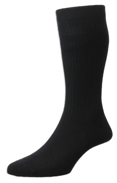 HJ Hall Extra Wide Soft Top Sock | Sanitised Cotton - Black
