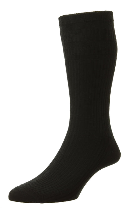 Black HJ Hall Extra Wide Soft Top Sock | Sanitised Wool