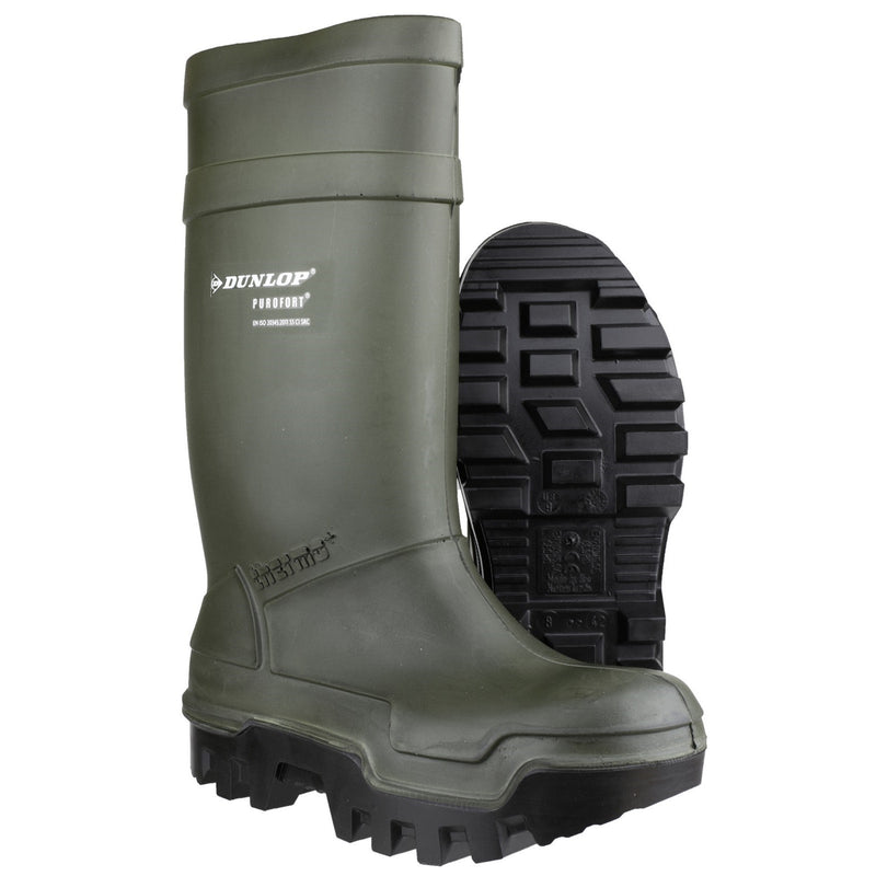 Dunlop Purofort Thermo+ Full Safety Wellington in Green