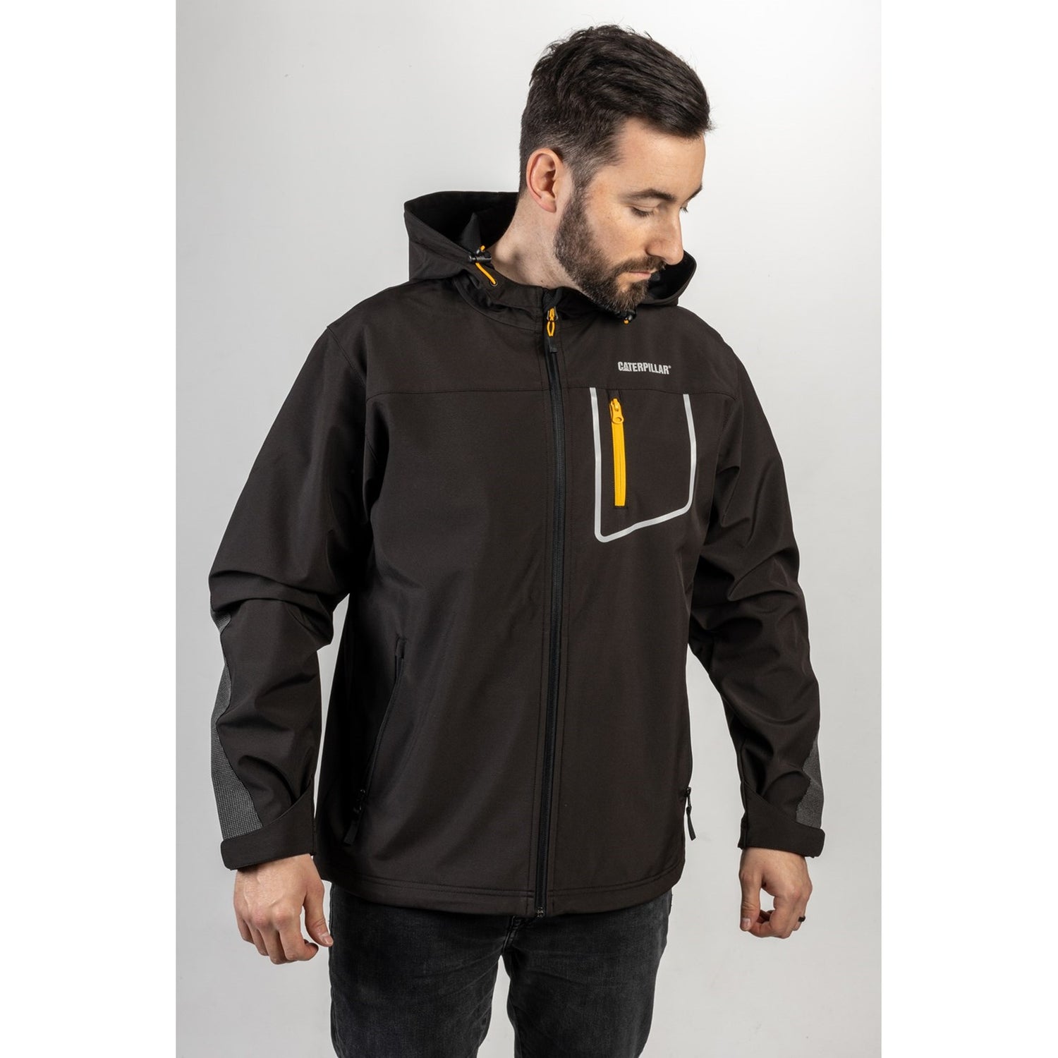 Caterpillar Capstone Hooded Soft Shell Jacket in Black