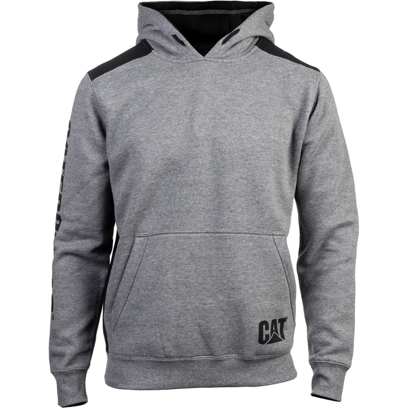 Caterpillar Logo Panel Hooded Sweatshirt in Dark Heather Grey