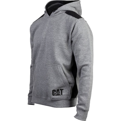 Caterpillar Logo Panel Hooded Sweatshirt in Dark Heather Grey