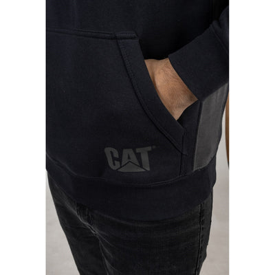 Caterpillar Logo Panel Hooded Sweatshirt in Navy
