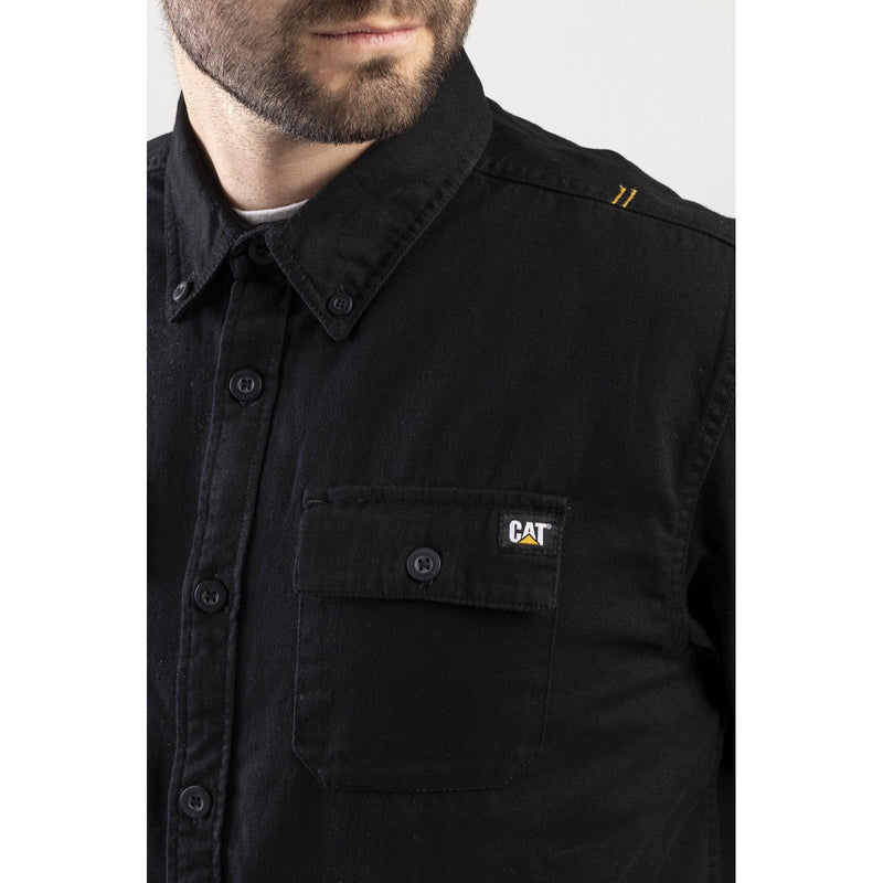 Caterpillar Button Up Long Sleeve Shirt in Black