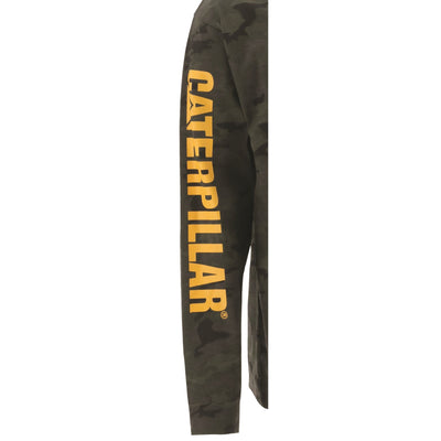 Caterpillar Trademark Banner Long Sleeve Tee in Night Camo