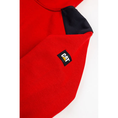 Caterpillar Essentials Hooded Sweatshirt. Hot Red.. Sleeve