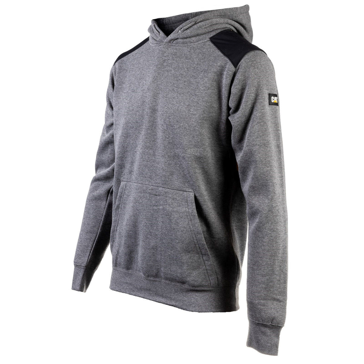 Caterpillar Essentials Hooded Sweatshirt. Dark Heather Grey. Full View