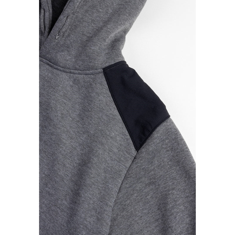 Caterpillar Essentials Hooded Sweatshirt. Dark Heather Grey. Shoulder