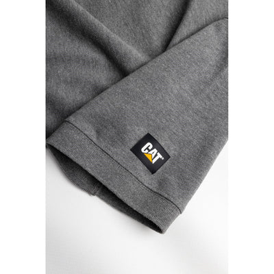 Caterpillar Essentials Polo Shirt. Dark heather Grey. Sleeve