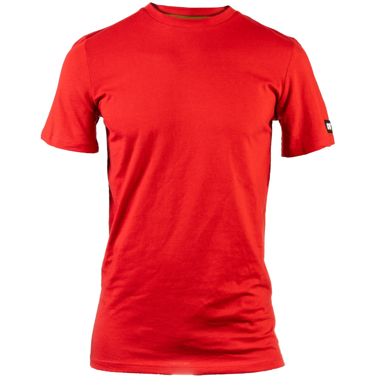 Caterpillar Essentials Short Sleeve T Shirt. Hot Red. Front View