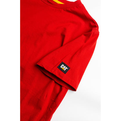 Caterpillar Essentials Short Sleeve T Shirt. Hot Red. Sleeve