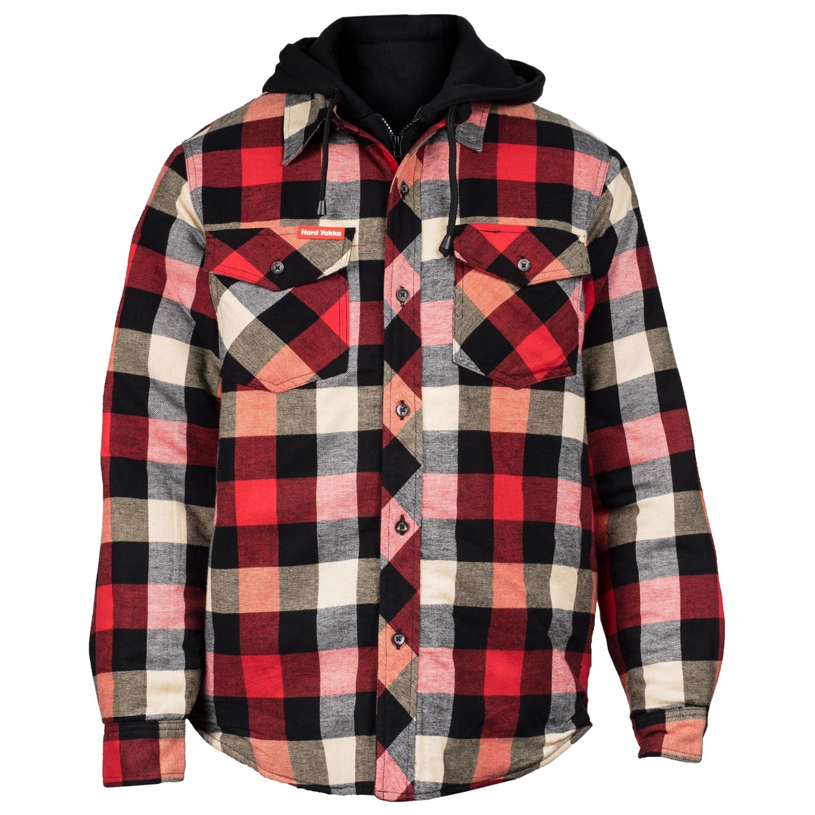 Hard Yakka Quilted Flannel Shacket in Red