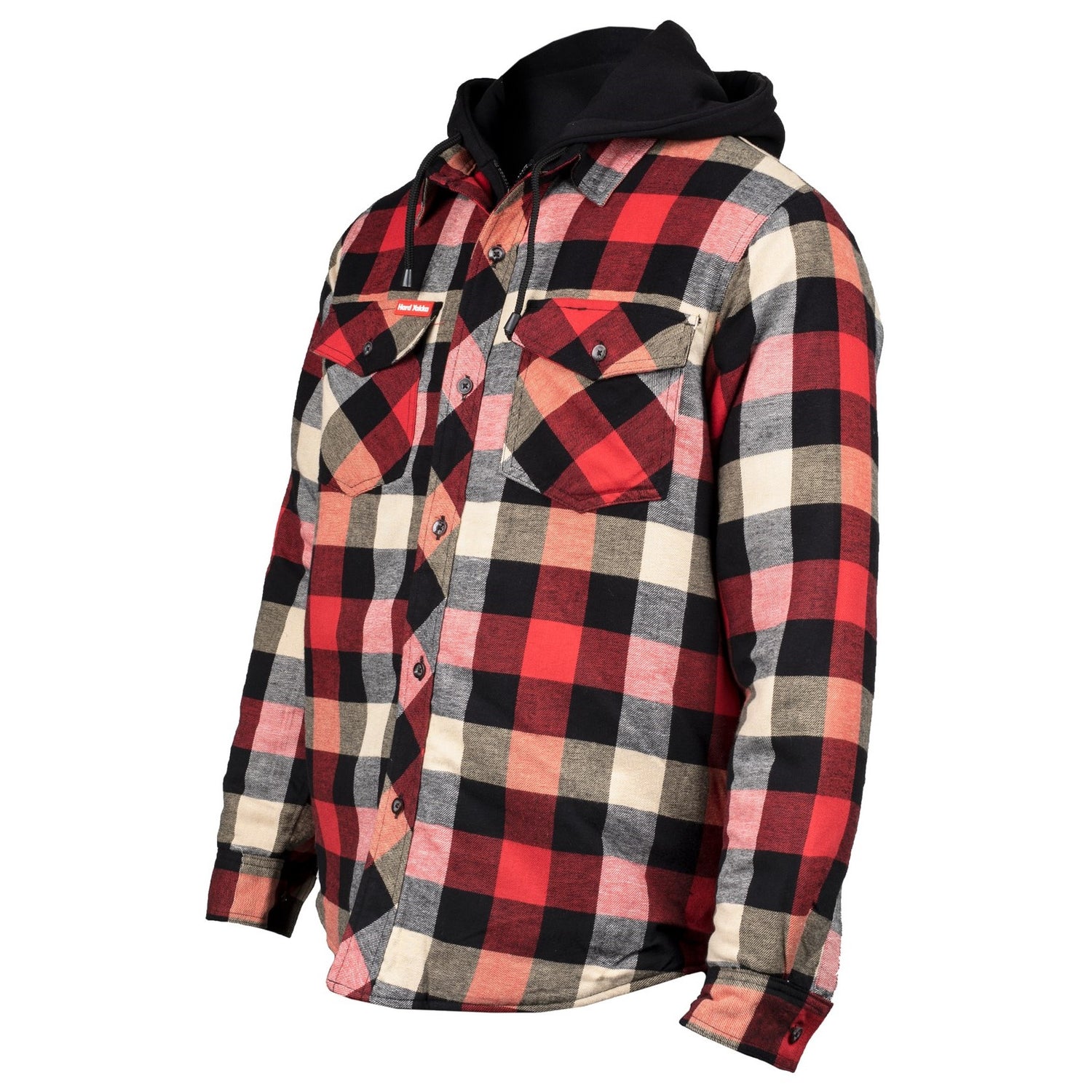 Hard Yakka Quilted Flannel Shacket in Red