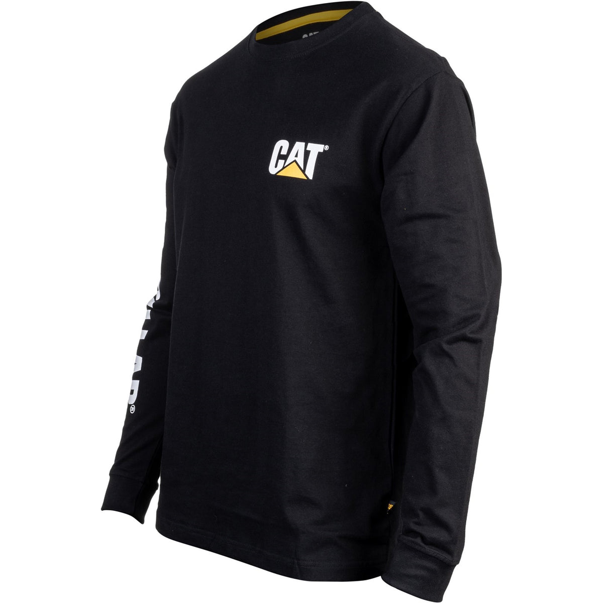 Caterpillar Trademark Banner Long Sleeve T Shirt in Black