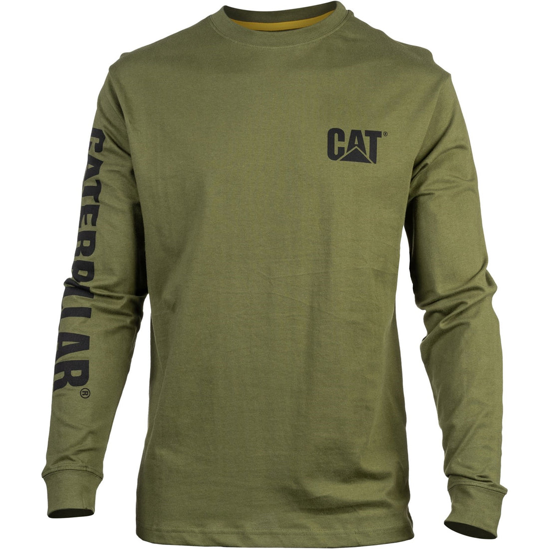 Caterpillar Trademark Banner Long Sleeve T Shirt in Chive