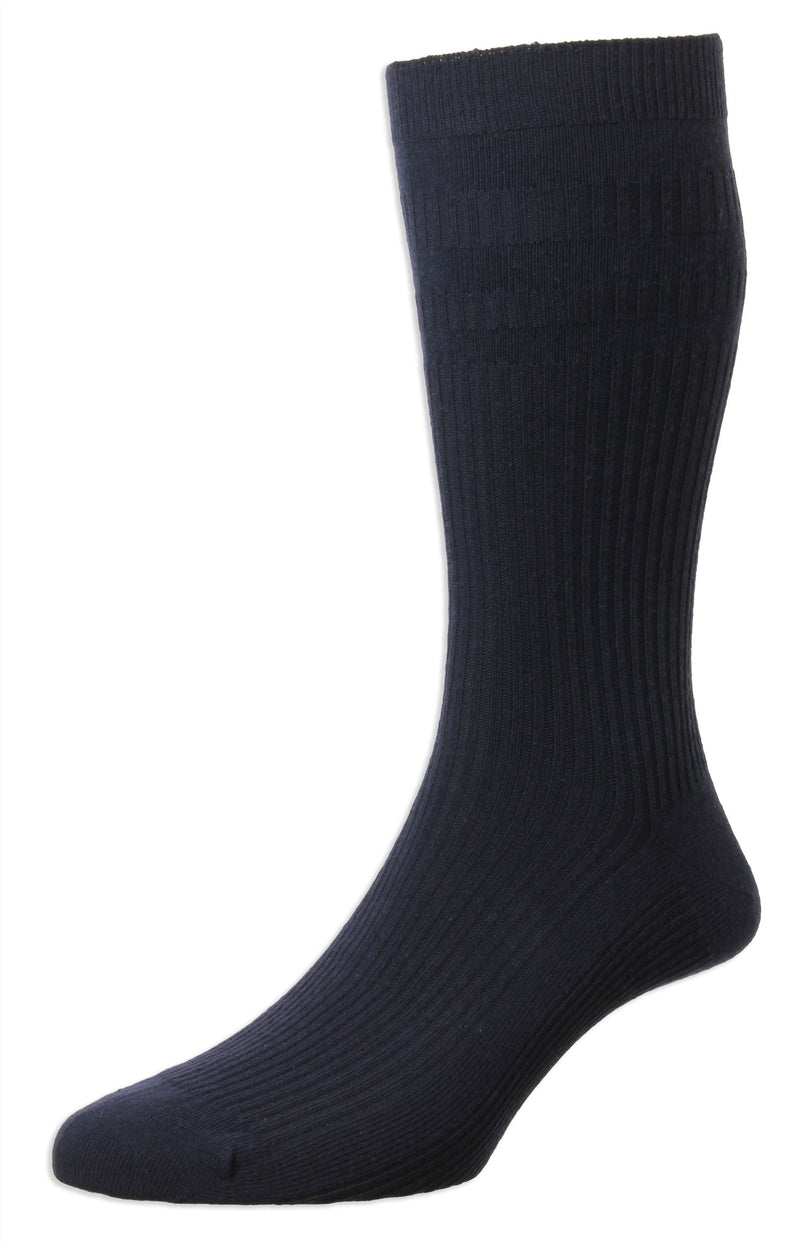 HJ Hall Extra Wide Soft Top Sock | Sanitised Cotton - Navy