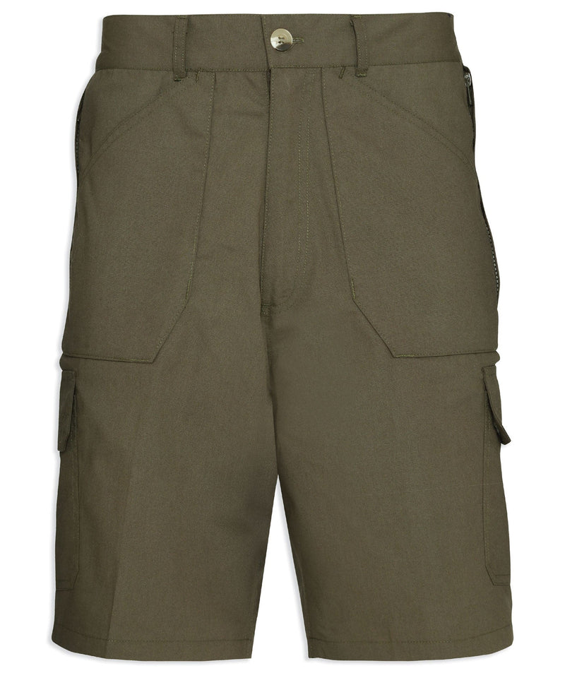 champion action short in olive green with lots of pockets