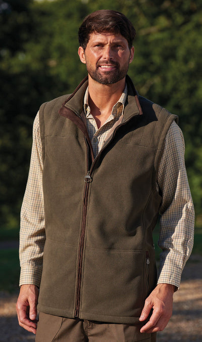 Man in a champion bonded micro fleece lined country gilet