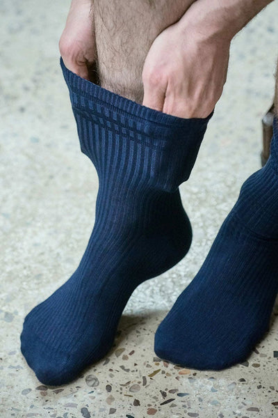 HJ Hall Extra Wide Soft Top Sock | Sanitised Cotton - Navy