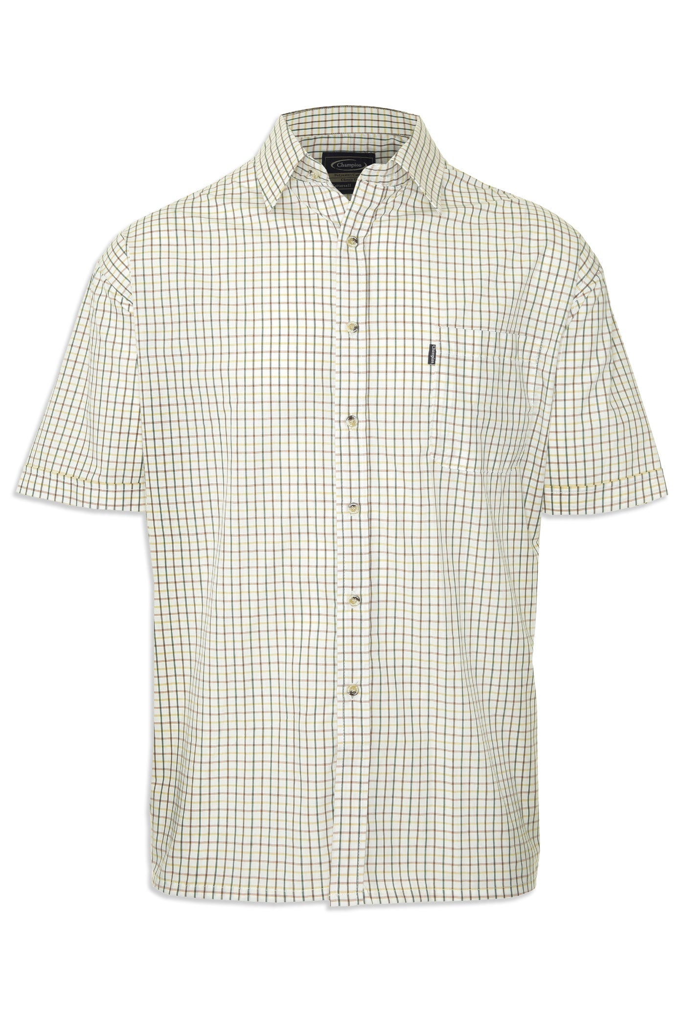 green check Champion summer Tattersall, the classic country tattersall check shirt with short sleeves, ideal for summer